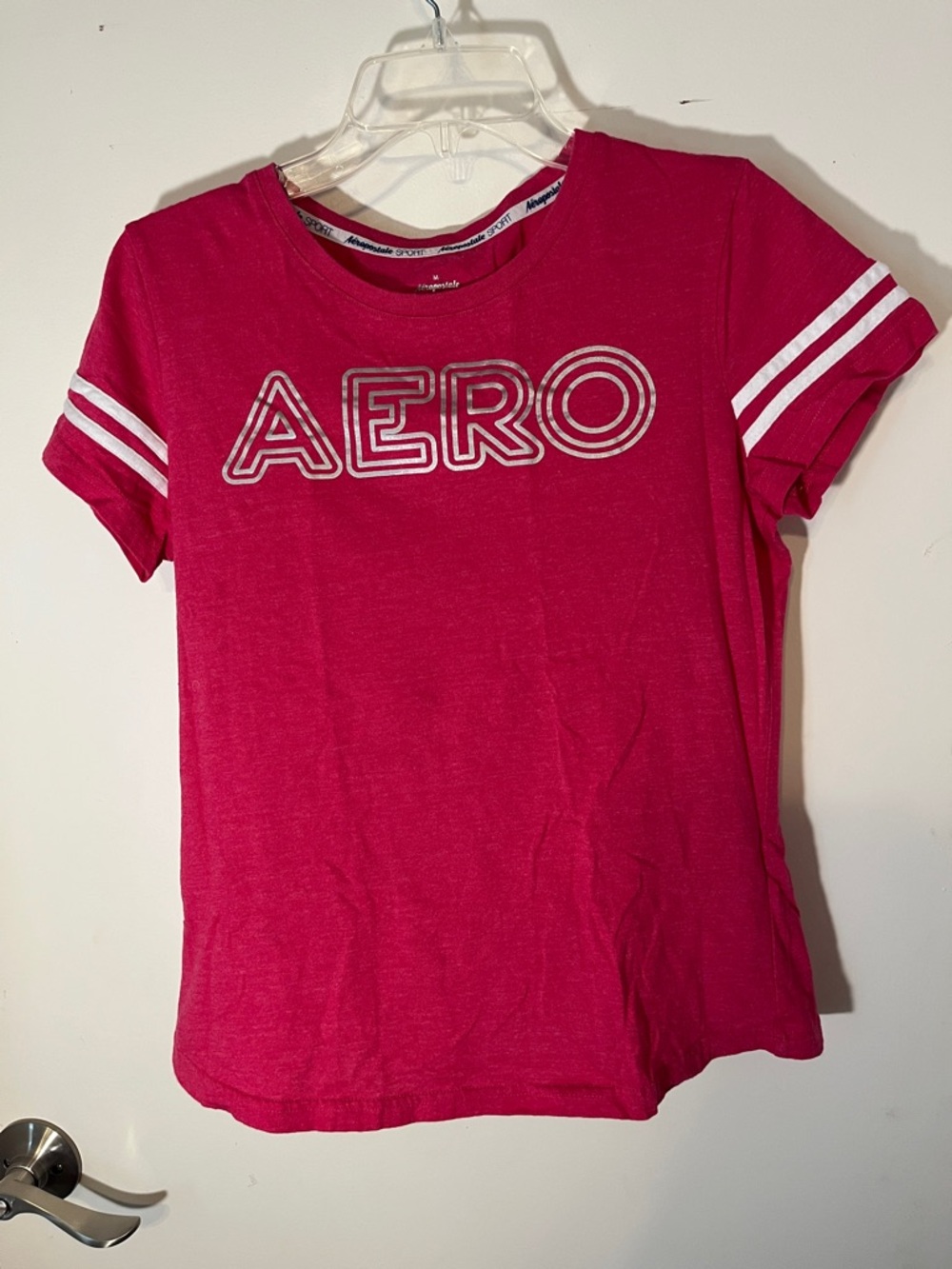 Aeropostale sport, pink T-shirt, size medium, short sleeves, poly blend